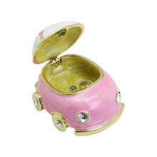 Emaille legering mini-auto-sieradendoos met opbergvak-roze