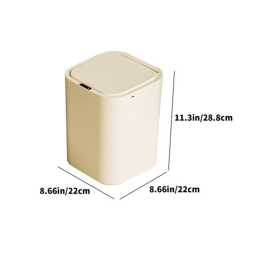 Cestino per rifiuti con sensore automatico Elainilye, beige, 3,8 litri 2