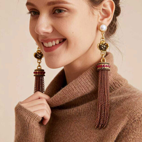 Boucles d'oreilles pendantes Vintage élégantes avec longues 1