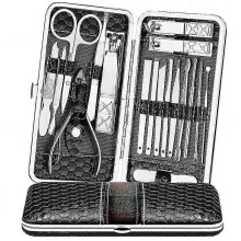 Pedicure Manicure Nail Clippers Set, 18-piece Cuticle Pusher Nail Files Nail Scissors Nail Care Travel Beauty Kit - Stainless Steel