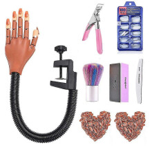 Nail Practice Hand for Acrylic Nails-flexible Nail Training Hand Kit, Fake Mannequin Model Training Hand with 300 Pcs Nail Tips, Nail Files And Clippe