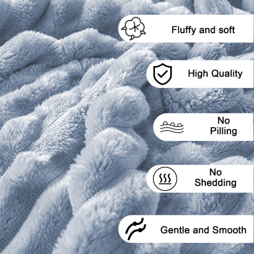 Double Layer Raschel Fleece Blanket Light Blue 70x100cm 2