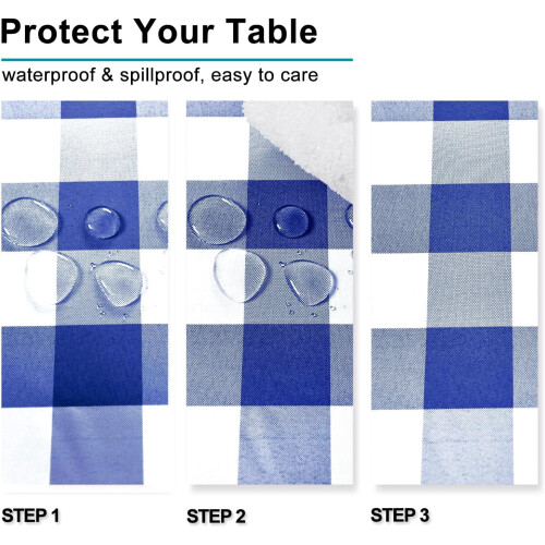 Königsblaue karierte Polyester-Tischdecke, 60 x 84 Zoll 2