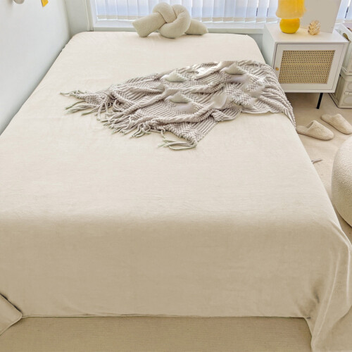 Polyester Flannel Sheets Beige 62.99x90.55 in 1