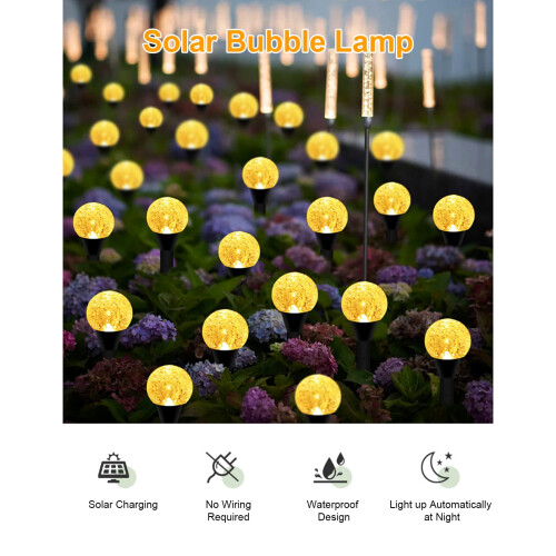 Solar-LED-Lichterkette für Gartenpfähle – Bubble-Design, IP65 2