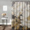Cortina de chuveiro com flores brancas e folhas douradas, 175 x 183 cm (69 x 72 polegadas) 2