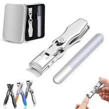 (Black) Nail Clippers for Men, Ultra Sharp Nail Clippers, Professional Extra Large Heavy Duty Toe Clippers for Seniors with Catcher File -GSL