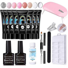 Gel Nail Polish Kit with Uv Light Starter Kit 3 Colors Gel Polish Set Quick Nail Extension Gel Builder
