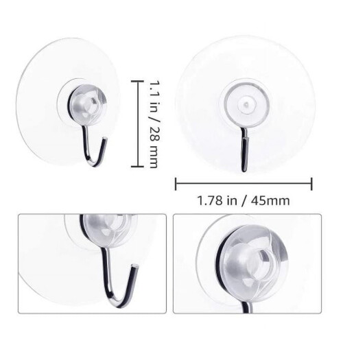 Ventuză pentru agățat coroane, transparent, rezistent, pachet de 16 2