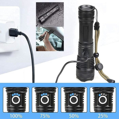 Φακός - VIPITH - Εξαιρετικά ισχυρός 5000 Lumens - Επαναφορτιζόμενος USB - Αδιάβροχος IPX65 - Τ 2
