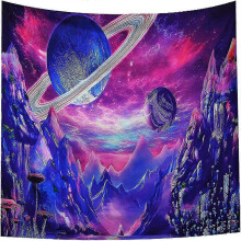 Universe Planet Tapestry Trippy Mountain Tapestries Galaxy Space Tapestry Fantasy Mushroom Tapestry Magic River Landscape Tapestry Wall Hanging for Be