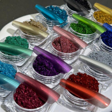 (T119, Canned) Super Bright Silver Mirror Powder Nail Art Aurora Aurora Powder Glitter Powder for Nail Salon Use