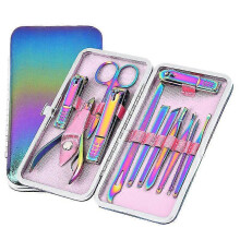 Wabjtam Manicure Set Nail Clippers Set Pedicure 12 Pieces Stainless Steel Manicure Kit Professional Grooming Care Tools Nose Hair Scissors Nail File.t
