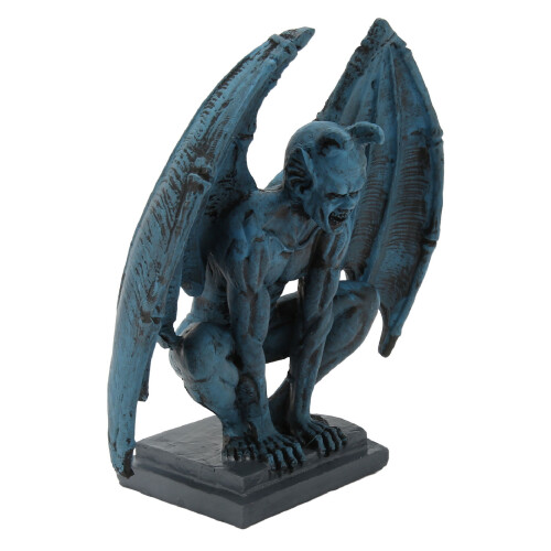 Blå harpiks gargoyle statue haveornament gotisk stil 1