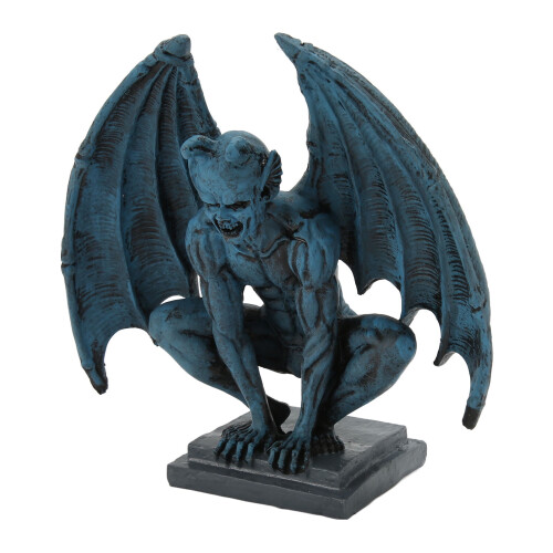 Blå harpiks gargoyle statue haveornament gotisk stil 2