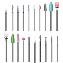 20 Pcs Nail Drill Bits Set for Acrylic Nails, Professional Diamond Cuticle Remover Bits Kit with Box, 3/32" Electric Manicure Nail File Bit