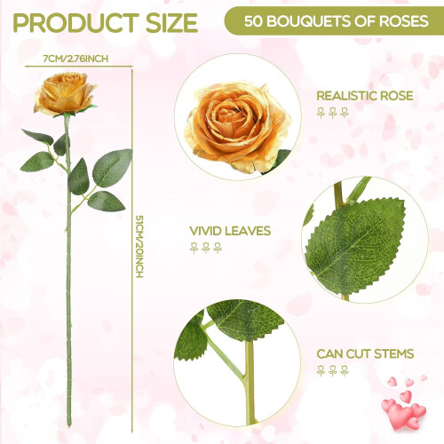50 rose artificiali nere realistiche con stelo 1