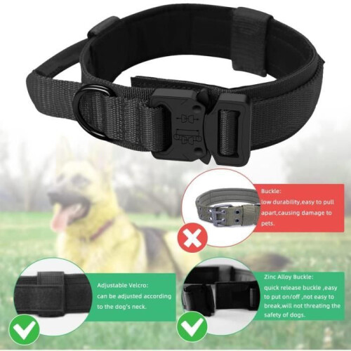 Coleira para cães - K9 - Ajustável - Nylon resistente - Alça acolchoada - Tamanhos médio e grande 1