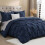 Navy Blue Oversized Queen Duvet Cover Set 3-Piece Microfiber 2