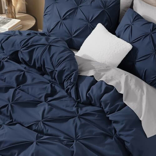 Navy Blue Oversized Queen Duvet Cover Set 3-Piece Microfiber 2