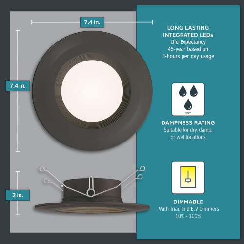 Kit com 6 luminárias de embutir LED Designers Fountain, de 5 a 6 polegadas. 1