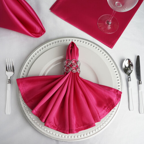 BalsaCircle satijnen dinerservetten 20 inch fuchsia 10-pack 1