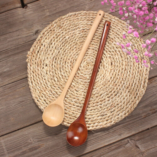 Colher de cabo longo de madeira, 33 cm (13 polegadas), pacote com 1 unidade. 2
