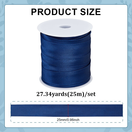 Preussisk blå satinsnedband 25m x 25mm 1