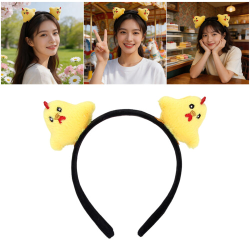 Adorable Plush Chicken Headband Soft-White chick headband 2
