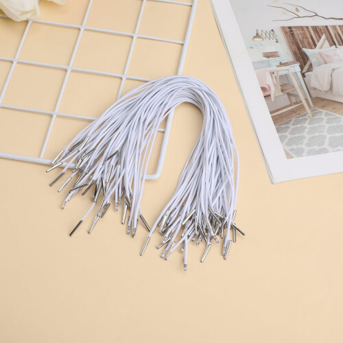 50 Stück weiße, elastische Stacheldrahtschnüre mit Metallspitzen 2