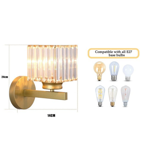 Wandlamp - SNOGOLD - Retro Kristal - Goud - E27 - 60W - Modern 2