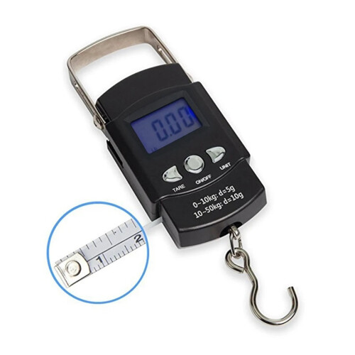 Ψηφιακή κρεμαστή ζυγαριά 50kg110lb με οθόνη LCD και ταινία