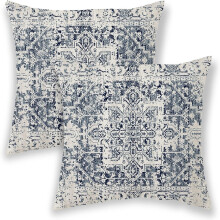 Boho-Kissenbezüge, blau-weiß, Leinen, 40 x 40 cm, 2er-Pack