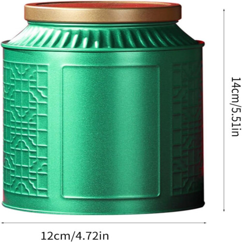 Tea Storage Jar Green Round Tin Can 500g 2
