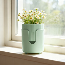 Vaso de plástico autoirrigável – Verde, 12x15cm