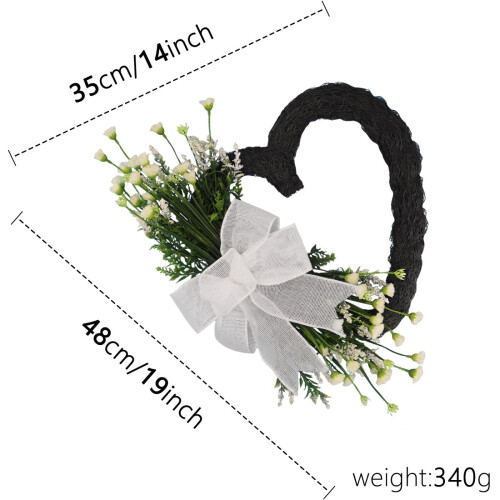Hjerteformet kunstig blomsterkrans til Valentinsdag &