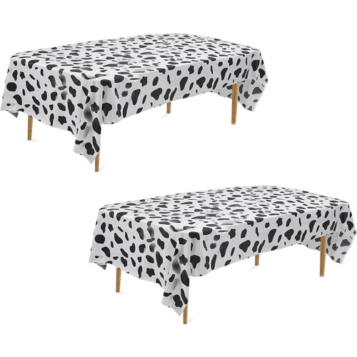 Toalha de mesa com estampa de vaca em preto e branco, 108 x 54 polegadas (pacote com 2)