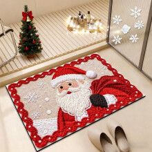 Tapis de bain de Noël rouge 61 x 41 cm en velours antidérapant et absorbant