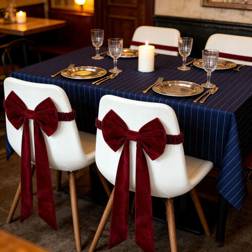 Weihnachtsstuhlüberzug mit roter Schleife – 1 Stück