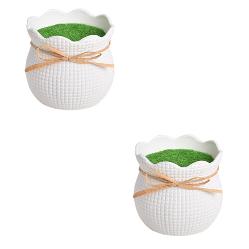 Ghivece rotunde din plastic, pachet de 2, cu găuri de drenaj