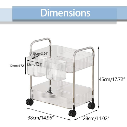 Chariot utilitaire roulant avec roues et paniers suspendus