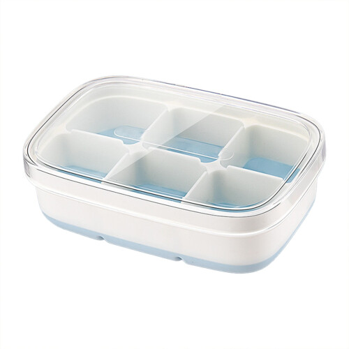 Forma de gelo de silicone com tampa – Forma compacta para 6 cubos