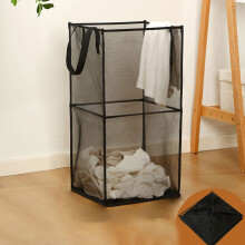 Panier Ă linge pliable en maille noire 13 x 13 x 26 pouces
