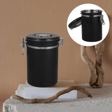 Schwarze Kaffeedose aus Edelstahl, zylindrisch, 1 Stück