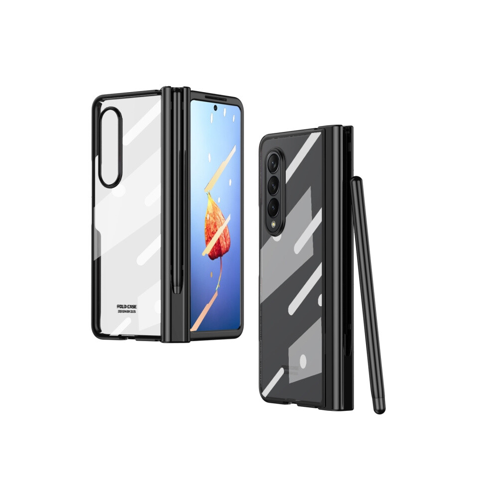 Full-Coverage Electroplated Phone Case Compatible Gift Samsung Galaxy Z Fold4 With Pen Slot, But No Screen Protector (Black).:For Samsung Galaxy Z Fo Black 4984195314202