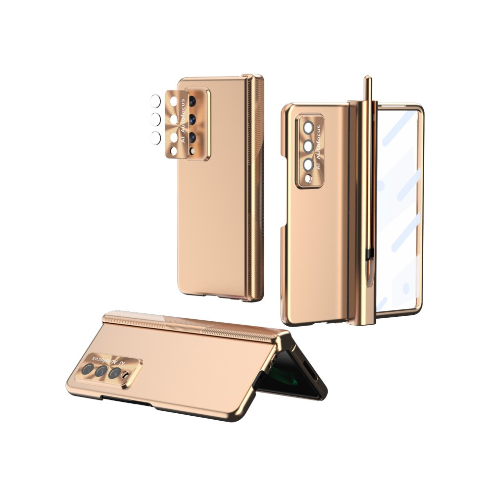 Compatible Gift Samsung Galaxy Z Fold3 5G Premium Series Electroplated Hinge Folding Phone Case With Stylus (Gold):For Samsung Galaxy Z Fold3 5G Gold 4984195314141