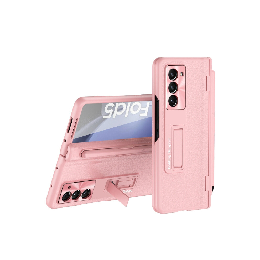 Compatible Gift Samsung Galaxy Z Fold6 Integrated Folding Hinge Leather Phone Case, No Pen(Pink):For Samsung Galaxy Z Fold6 Pink 4984195314257