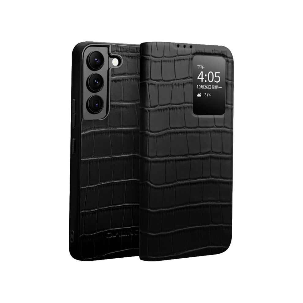 Qialino Crocodile-Pattern Genuine Leather Phone Case Compatible Gift Samsung Galaxy S22+ 5G (Black):For Samsung Galaxy S22+ 5G Black 4984195314103