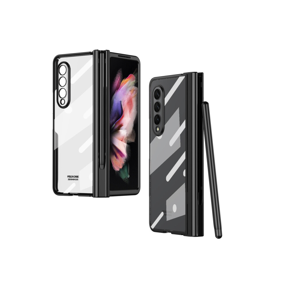 Compatible Gift Samsung Galaxy Z Fold3 5G Electroplating Hinge Phone Case With Stylus(Black):For Samsung Galaxy Z Fold3 5G Black 4984195314189