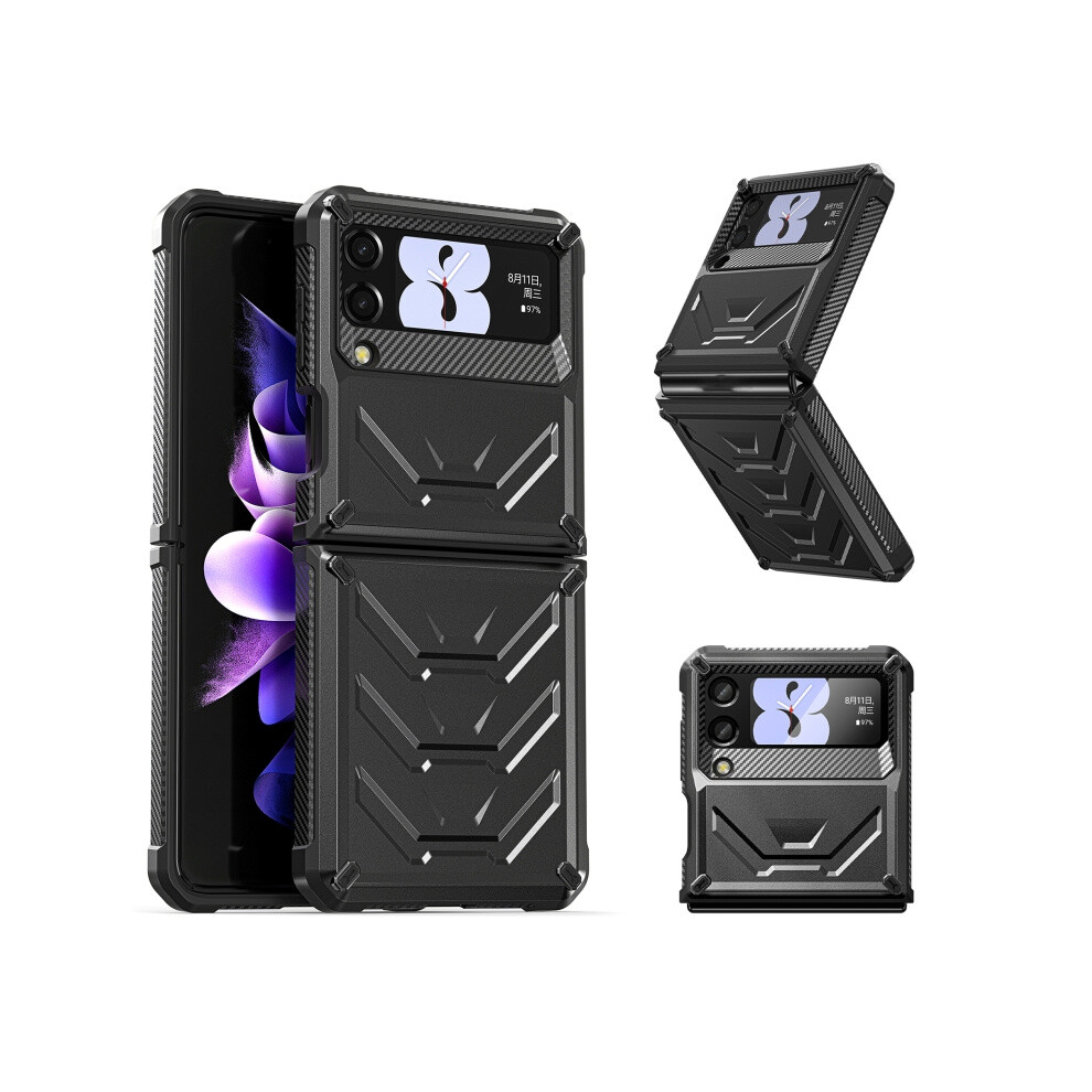 Mechking Full Coverage Shockproof Folding Phone Case Compatible Gift Samsung Galaxy Z Flip3 5G (Black):For Samsung Galaxy Z Flip3 5G Black 4106343414088